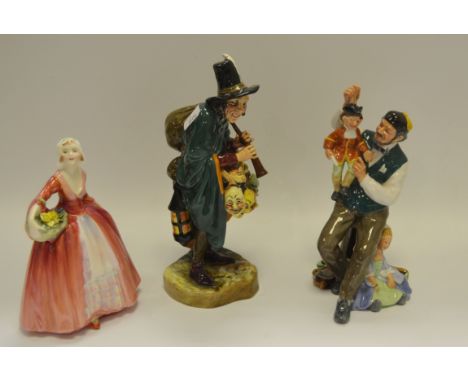 Royal Doulton figures - The Puppet Maker HN2253; The Mask Seller HN2103; Janet HN1537. (3)