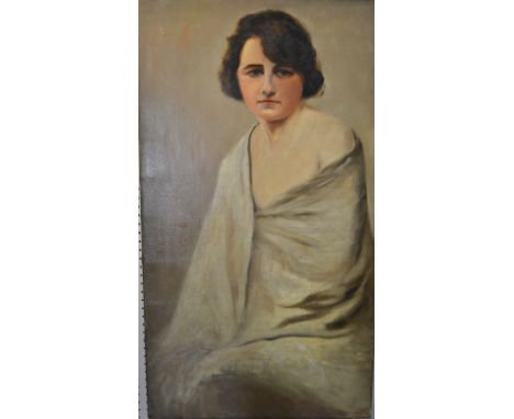 English School Portrait Of a Young Womanoil on canvas, 92cm x 51cm