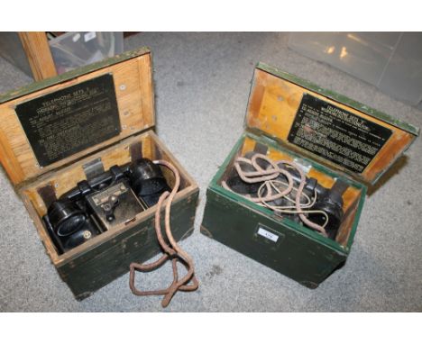 TWO WW2 MILITARY FIELD TELEPHONES