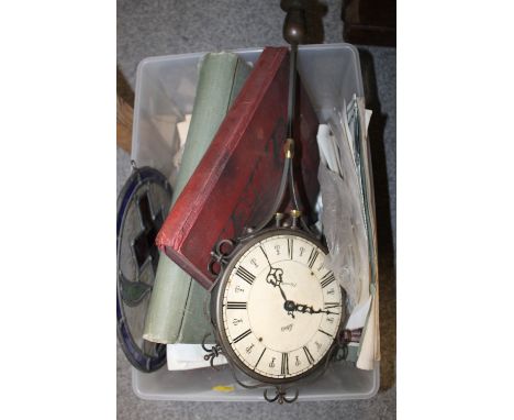 A BOX OF COLLECTABLES TO INCLUDE AN UNUSUAL CLOCK
