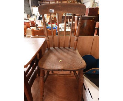 Vintage Stick Back Dining Chair with Shaped Seat 