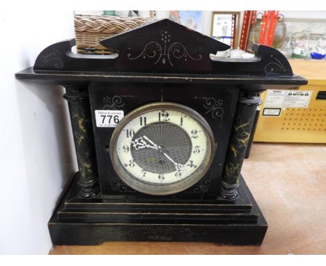 Lacquered Wooden Mantel Clock