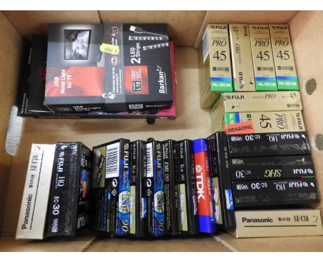 Quantity of New Compact Video Cassettes and New Audio Cassettes, Mood Light TV Strip and Waterproof Phone Bag 