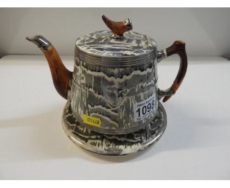 Arthur Wood Silver Shield Teapot and Trivet 