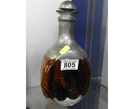 Pewter and Glass Decanter 
