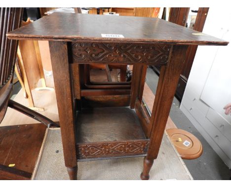 Profusely Carved Occasional Table with Shelf under 