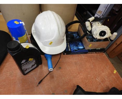 Quantity of Misc - Hard Hat, 10/40 Engine Oil etc 