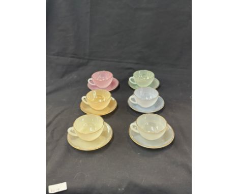 Retro Arcoroc glass cups and saucers 