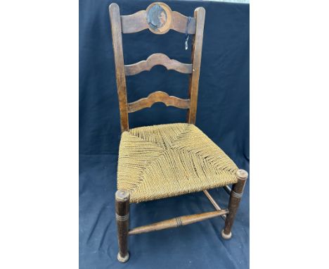 Vintage wood and wicker childs chair 