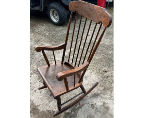 Vintage oak rocking chair, overall height 41 inches