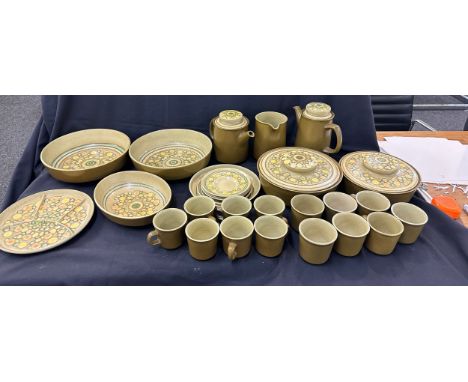 Selection of Fransican pottery to include tea pot, coffee pot, saucers, cups, tureens etc