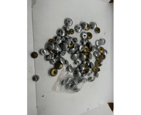 Approximately 50 Tunic and 40 sleeve vintage metal buttons for West Yorkshire fire service, manufactured by Firmin of London