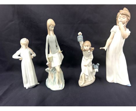 Selection of 4 Nao figures , tallest measures approximately 12 inches, all in good overall condition