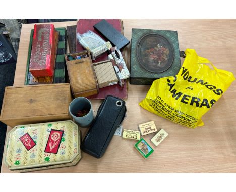Selection of vintage collectable items games, pens etc