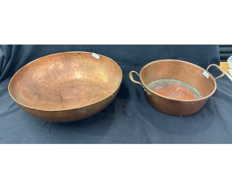 2 Vintage copper mixing bowls 