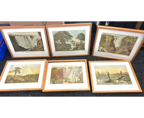 Set of 6 lithograph prints of Victoria Falls, approximate frame measurements: 21 x 17 inches, F.Jones Lith