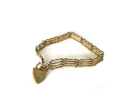 Ladies hallmarked 9ct gold gate bracelet, approximate weight 13.2g, length 7 inches