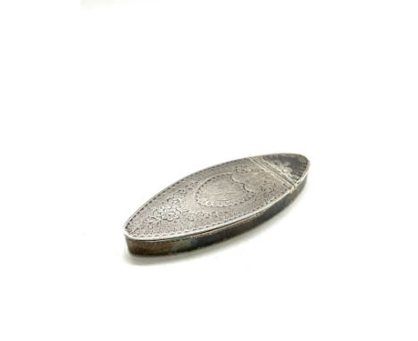 George III antique 18th century navette shaped silver snuff box, unmarked, weight 38g