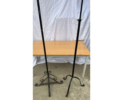 2 Iron lighting stands, approximate height 56 inches