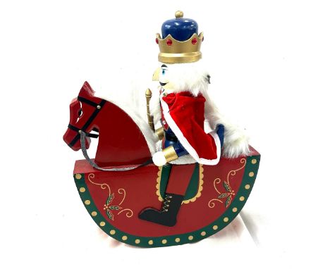 Wooden Nutcracker / Rocking horse Christmas decoration, approximate measurements: Height 19 inches, Width 15 inches