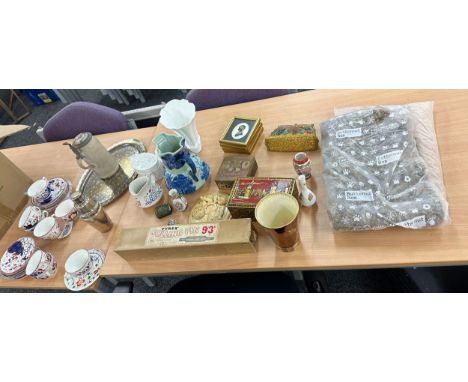 Selection of miscellaneous to include a poole jug, blue and white vase, vintage tea set etc
