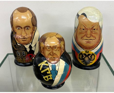 3 Sets of Novelty vintage Russian dolls 