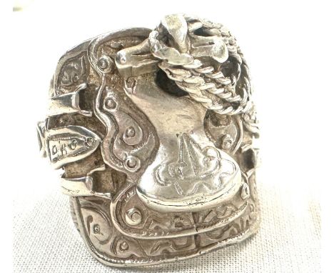 Silver gents saddle ring, ring size X, approximate weight 26.5g