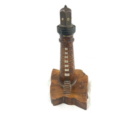 Antique large lighthouse wood treen table lighter, untested, overall height 11 inches