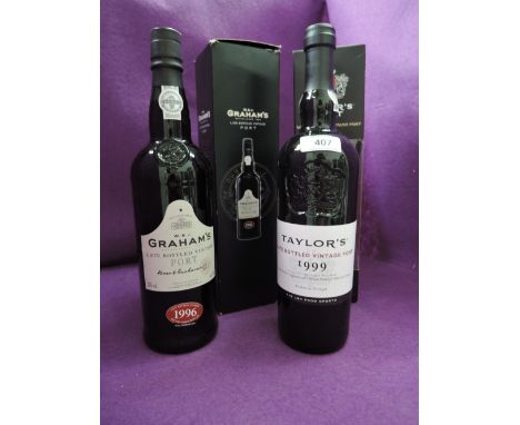 Two bottles of late bottled vintage Port, W &amp; J Grahams 1996 and Taylors 1999, both in card boxes 