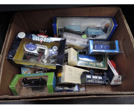 A box of mixed vintage diecasts including Corgi, Dinky, Tonka etc, most boxed