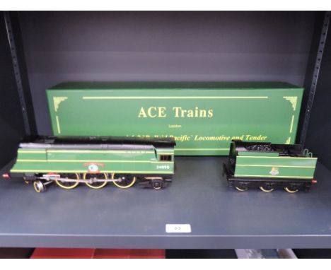 An ACE Trains O Gauge 2/3-rail E/9 Bulleid 4-6-2 Locomotive and Tender, in very early BR (ex-SR) malachite green as no 34090 