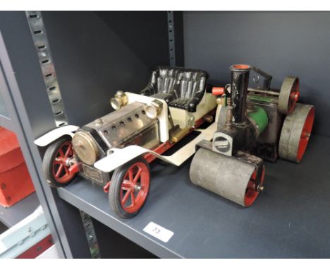A Mamod live steam Raodster and Road Roller