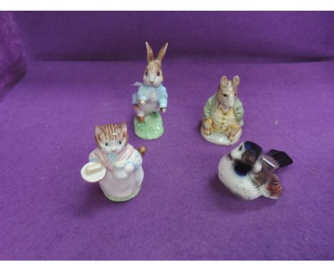 Three Beswick &amp; Royal Albert Beatrix Potter figures, Samuel Whiskers BP2 (af), Peter Rabbit BP3A &amp; Mrs Ribby BP6 alon