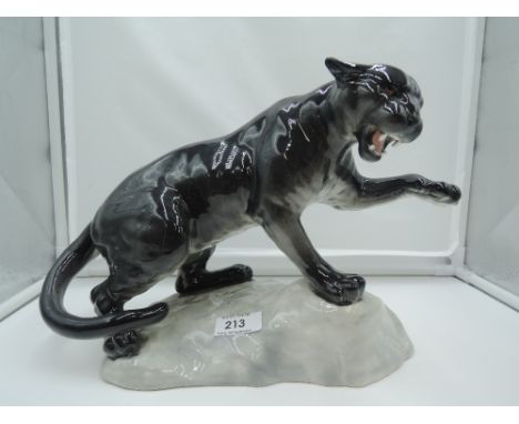 A Beswick study, Puma On Rock, style one, black, gloss 1702