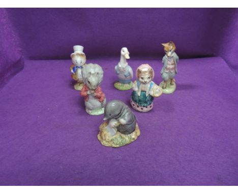 Six Beswick Beatrix Potter figures, Amiable Guinea-Pig, Timmy Tiptoes, Foxy Whiskered Gentleman, Mr Drake Puddle-Duck, Cousin