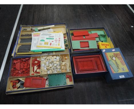 A selection of Bayko Building Outfits, Converting and Accessory part sets, all boxed