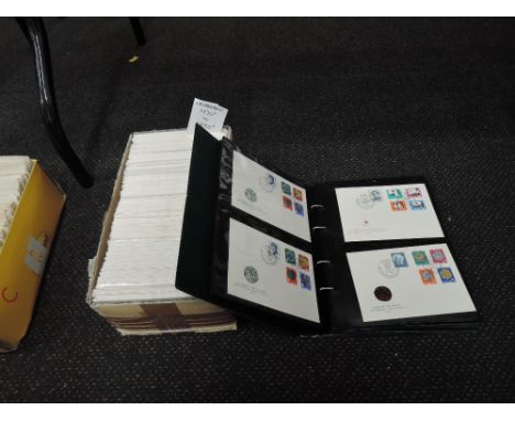 A box of Liechtenstein covers 1970's-1990's, plus album of Swiss First Day covers, 1958-1965