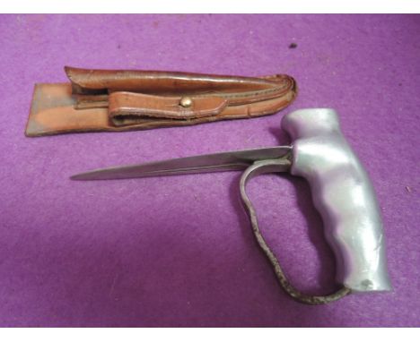 A World War I officers Robbins of Dudley push dagger with alloy grip, stamped Robbins Dudley, with steel hand guard, double e