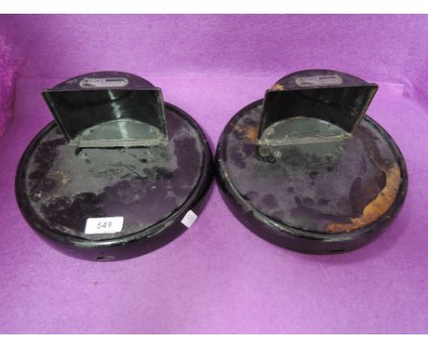 A pair of World War II black Lucas Maxlite headlamp covers