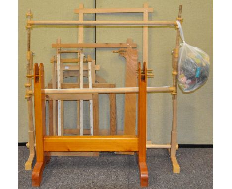 A group of tapestry frames