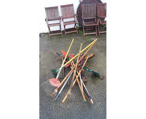 A large group of gardening tools