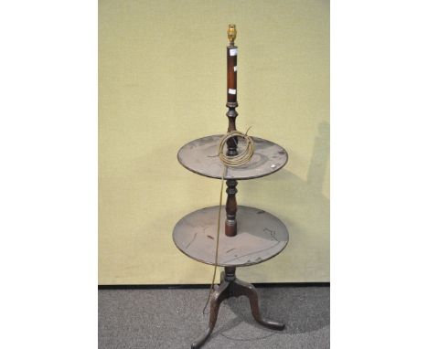 A mahogany standard lamp table