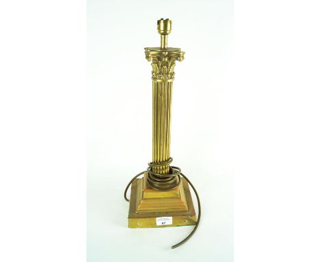 A brass column lamp
