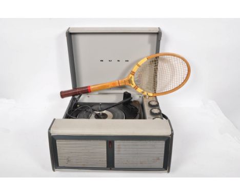 A record player and a tennis racquet