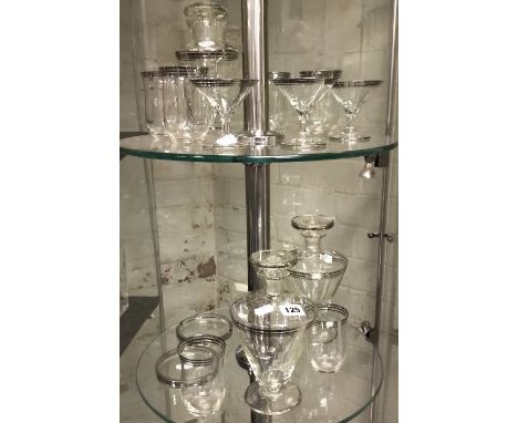 ART NOUVEAU STYLE GLASS &amp; DECANTER SET 