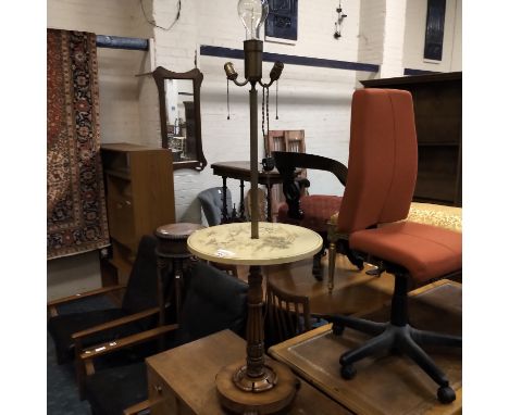 WILLIAM IV WALNUT STANDARD LAMP INCORPORATING CHINOISTERIE PAINTED TABLE