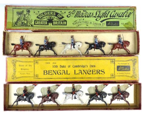 Britains set 45, 3rd Madras Light Cavalry with Trumpeter in original early illustrated box (Condition Good, one sword missing