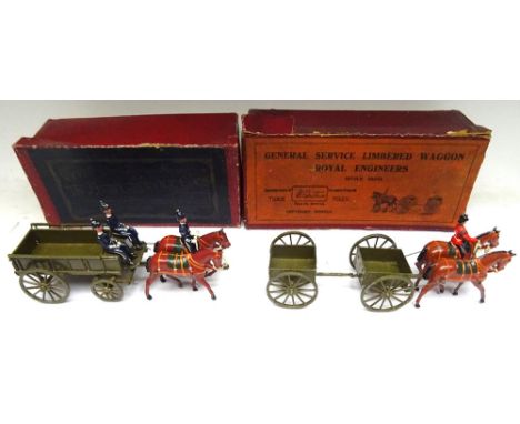 Britains set 146, Army Service Corps General Service Wagon with two horse light harness team and two seated men in original g