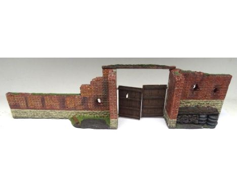 Britains Napoleonic matte series set 00142, Hougoumont North Gate Diorama with complete set of Light Company Coldstream Guard