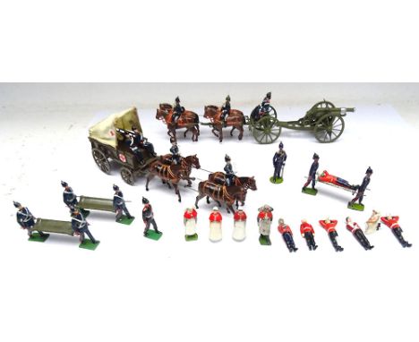 Britains repainted Royal Army Medical Corps Ambulance Wagon with four horse team, and a recast Royal Field Artillery four hor